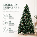 Albero di Natale Innevato Tirolese 240 cm Foltissimo con Pigne Bianco      