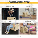 Plyo Box 40,5x35,5x30,5 cm a 3 Altezze Jumping Box Pliometrico Capacità 120kg in Legno      