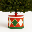 Base Albero di Natale Tamburo 32x25 cm Decoro Attacco Universale Rosso e Verde
