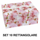 Set 10 Scatole cartone fiori rosa bianco rettangolare 