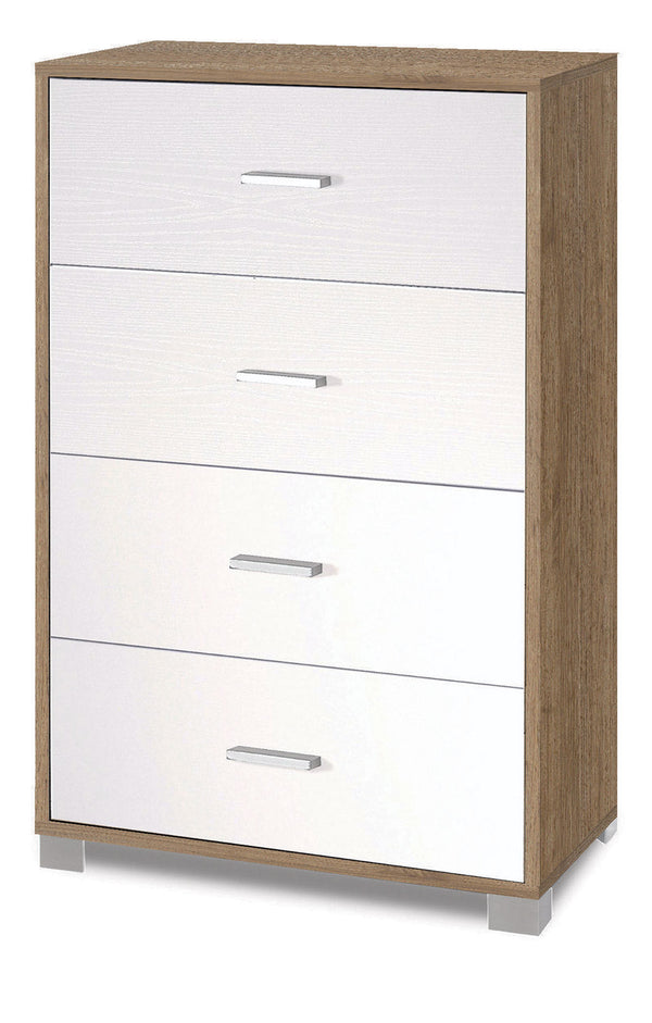Cassettiera 4 Cassetti 70x112x41 cm Noce Stelvio/Bianco Fiammato acquista