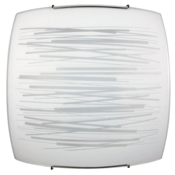 sconto Deckenleuchte 1xE27 Haken Chrom Glasplatte Weiß Verzierte Horizontale Linien E-Energy Manuela