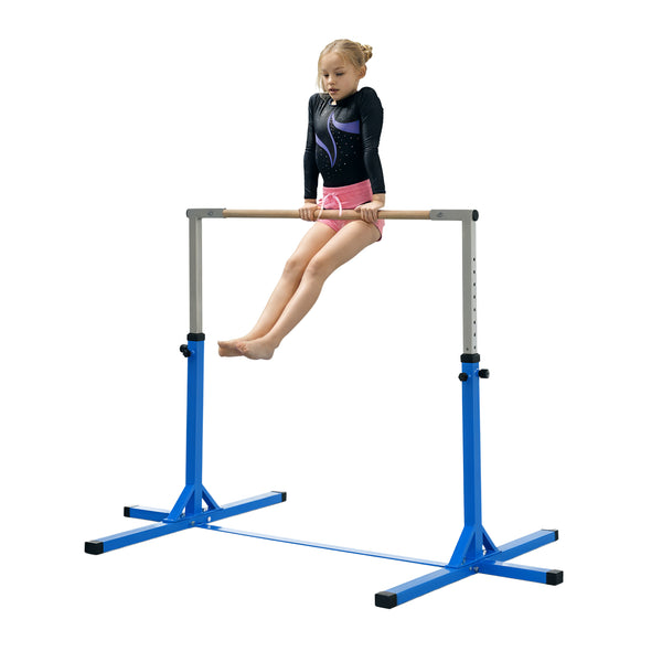 Sbarra per Ginnastica Artistica o Danza Classica Altezza Regolabile 92-150 cm in Acciaio e Legno Blu acquista