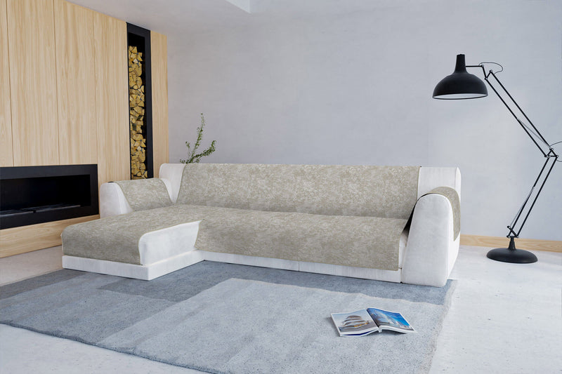 Copridivano con Penisola Sinistra in Poliestere e Cotone Beige Varie Misure