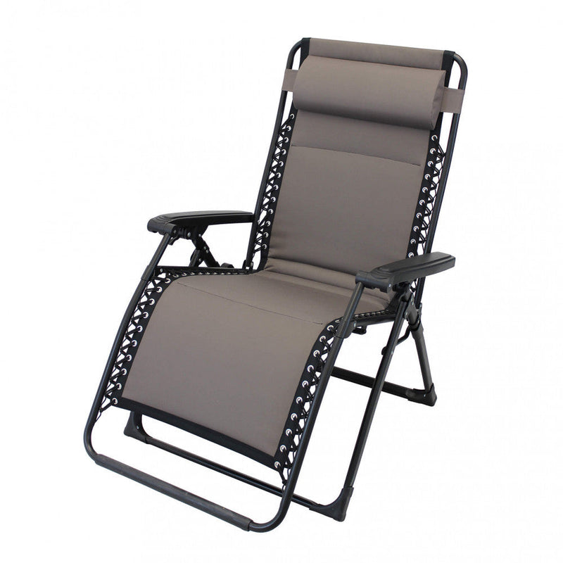 Sedia Sdraio Zero Gravity Reclinabile Pieghevole 165x79x117 h cm in Metallo e Oxford Grigio