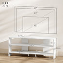 Mobile TV ad Angolo per 47" Max 110x36x45 cm con 2 Ripiani a Giorno in Legno Bianco  
