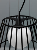 Lampada a Sospensione Ø20/35xH120 cm in Metallo Cage Nero
