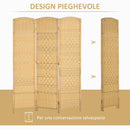 Paravento a 3 Ante Pieghevole 135x180 cm per Interni Autoportante e Intrecciato color Legno  