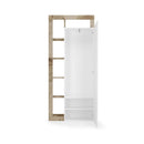 Armadio Guardaroba Ingresso con Ripiani a giorno e Specchio 90,5x30x210 cm Hamburg Bianco Lucido e Pero