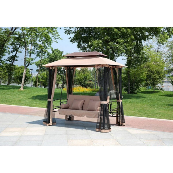 sconto 3-Sitzer Klapp-Schaukelstuhl Stahlkonstruktion mit Moskitonetz für Gartenmöbel im Freien