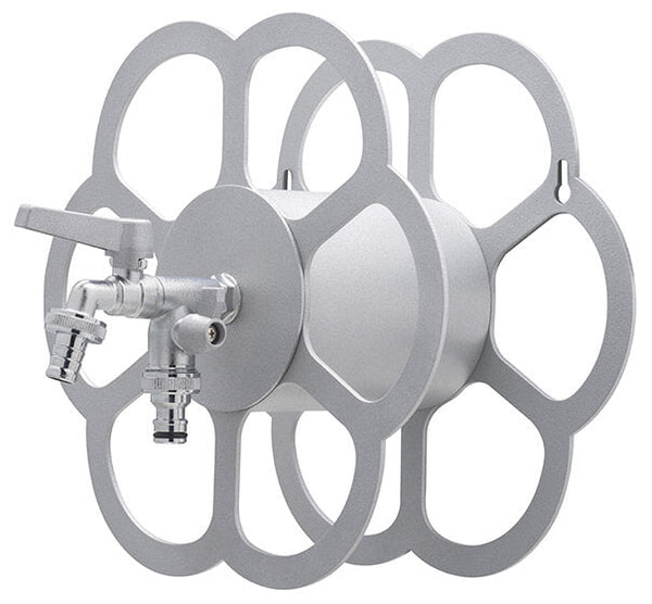 sconto Belfer 42/FR Wandschlauchhalter aus Aluminium mit doppeltem Auslaufhahn