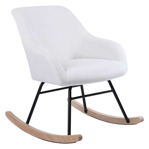 Poltrona Sedia Dondolo Relax Tessuto e Metallo Imbottita Design Moderno Crema prezzo