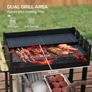 Barbecue a Carbonella 2 Griglie e 2 Ripiani 113x53.5x82.5 cm in Metallo e Legno Nera
