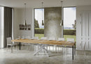 Tavolo Allungabile 140-400x90x77 cm Volantis Premium Quercia Natura Telaio Bianco 