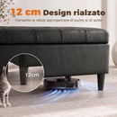 Cassapanca Pouf Contenitore Poggiapiedi 136 L 110x41x42 cm in Finta Pelle Adatta agli Animali Domestici Nero      