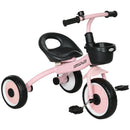 Triciclo per Bambini 70,5x50x58 cm con Seduta Regolabile e Campanello Rosa  