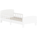 Letto Singolo per Bambini 3-8 anni 143,5x74,2x54 cm con Sponda Anticaduta e Rete a Doghe in MDF Bianco      