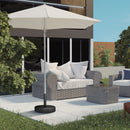 Base per Ombrellone Rotonda da 18kg Ø45x36 cm in HDPE Cemento e Acciaio Nero   