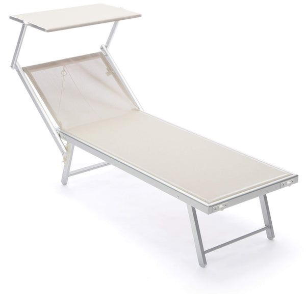 Gartenliege 183/190x61x38 cm in Aluminium und Textilene Beige prezzo