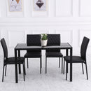 Set 4 Sedie da Pranzo in Finta Pelle Effetto Diamantato Nero   