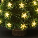 Albero di Natale 60 cm Stelle LED Bianco Caldo Base Tronco Alberello Natalizio