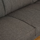 Divano Letto Angolare 216x139x80 cm con Penisola in Legno e Tessuto Grigio
