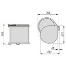 Pattumiera Differenziata per Anta 13 Litri in Plastica Emuca Acciaio Inox