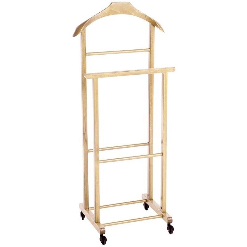Indossatore in legno 43x33x105 cm faggio 2 montanti 4 ruote Marrone chiaro