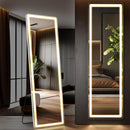 Specchio da Terra Figura Intera160x50 cm con Luci LED Touch Cornice in Alluminio      