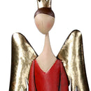 Angelo metallo con ghirlanda rosso con led cm 26,7x12xh81,3