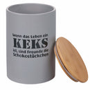 Biscottiera con Scritta Ø12,5x18,5 cm in Dolomite con Coperchio in Bambù VdE Tivoli 1996