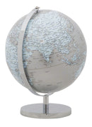 Mappamondo Argento Ø25x34 cm Plastica e Ferro Argento e Azzurro