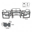 Set Salotto da Giardino Divano 2 Poltrone e Tavolino con Cuscini in Alluminio Taupe