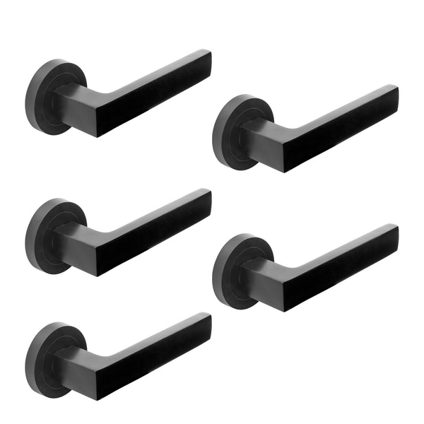 acquista Mackay Innentürgriffe mit Rosette Ø50 mm Aluminium Schwarz 5 Sets. Emuca