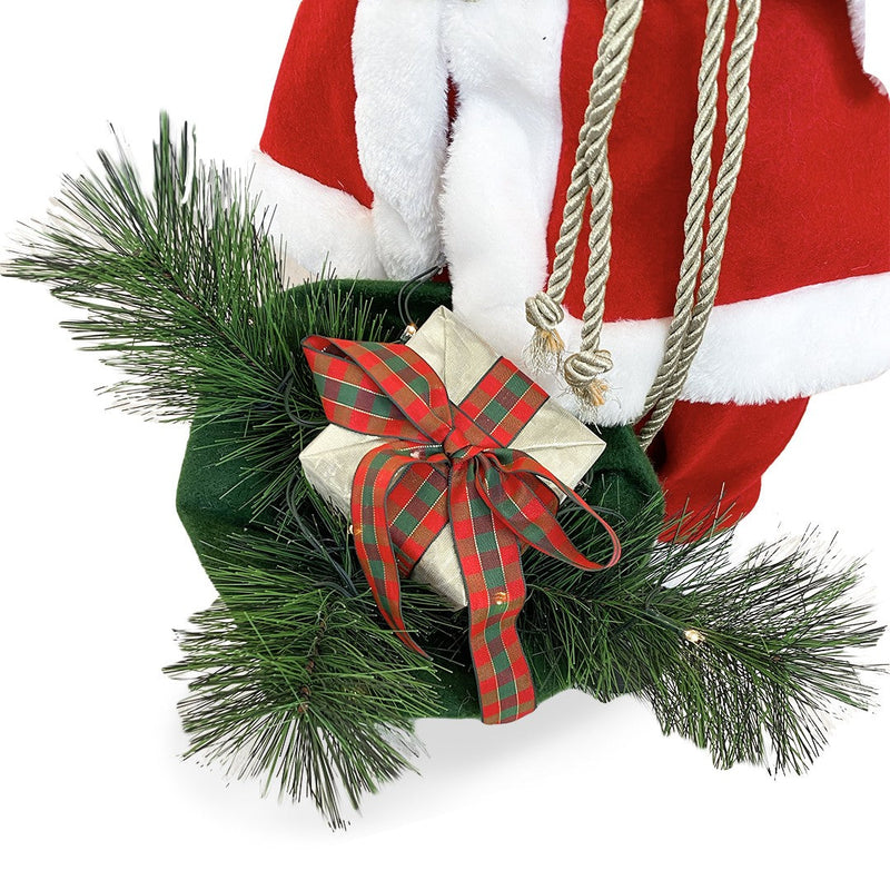 Pupazzo Babbo Natale H80 cm con Suoni e Movimento Rosso