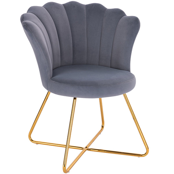 Sedia Relax con Schienale e Seduta in Velluto Grigio Struttura Metallo prezzo