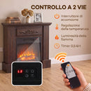 Camino Elettrico da Terra 1800 W 80,7x22,5x76,5 cm con Effetto Fiamma Telecomando Timer e Temperatura Regolabile in Metallo Marrone      