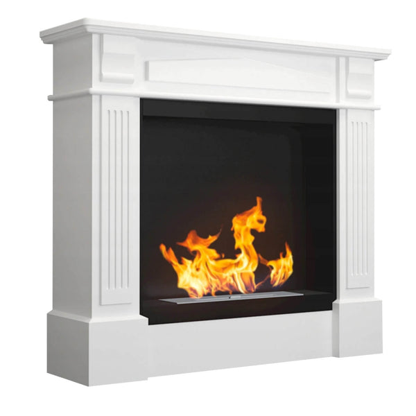 Bioethanol-Bodenkamin 113 x 30 x 100 cm in White Wood acquista