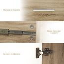 Credenza Moderna 106x35x76 cm con 3 Armadietti e 2 Cassetti color Legno   