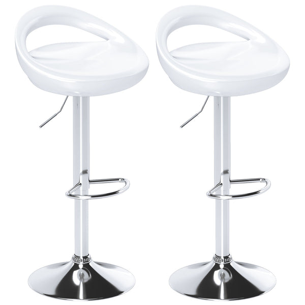 sconto Set 2 Sgabelli da Bar Altezza Regolabile Seduta in ABS Bianco
