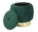 Puff Contenitore Paris Verde Ø41x41 cm Legno Spugna e Velluto Sintetico Verde e Oro