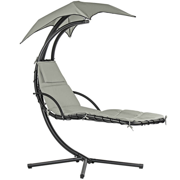 online Sedia Dondolo Pensile Relax Chaise Longue con Tettuccio 190x105x205 cm Telly Panna Scuro