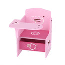 Set Tavolo e Sedia per Bambini 3-5 Anni con Motivi a Cuore Contenitore Integrato in Legno MDF Rosa      