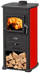 Stufa a Legna 8kW 90 m3 in Acciaio e Ghisa Rossa