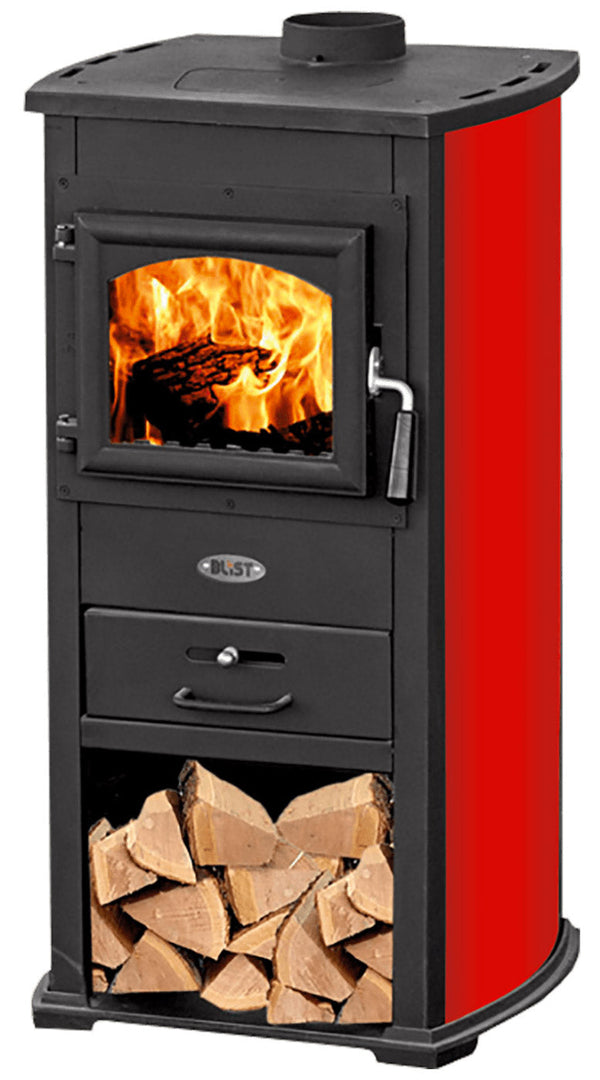 Holzofen 8 kW 90 m3 aus Stahl und rotem Gusseisen sconto