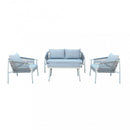 Set Salotto da Giardino Divano 2 Poltrone e Tavolino con Cuscini in Alluminio Grigio chiaro