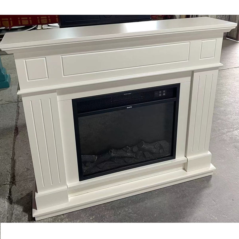 Camino Elettrico da Pavimento 110x95x25 cm Effetto Fiamma 1500W Sined Pienza Bianco