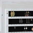 Specchio Portagioie da Terra a LED 15x15x61,75 cm con 4 Scaffali Struttura in Legno Bianco  