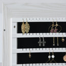 Specchio Portagioie da Terra a LED 15x15x61,75 cm con 4 Scaffali Struttura in Legno Bianco  