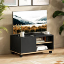 Mobile Porta TV fino 42"con Ruote e Freni Armadietto e Ripiano Regolabile 80x45x41 cm in Legno Nero